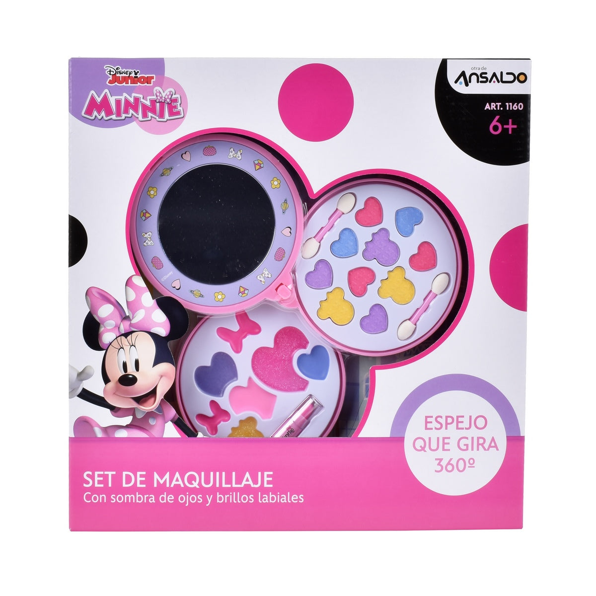 Set Circular Con Tres Pisos De Cosmeticos Y Espejo Minnie