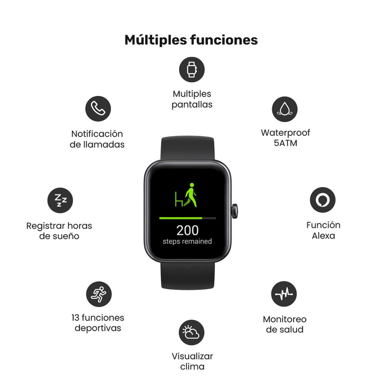 Pack Black Smartwatch mini 206 + Audífonos RM7 Pro Lhotse