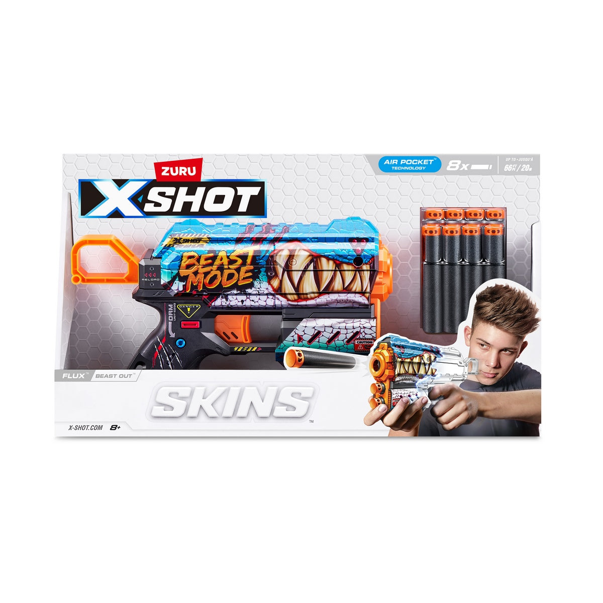 Lanza Dardos Flux Skins Con 8 Dardos X-Shot