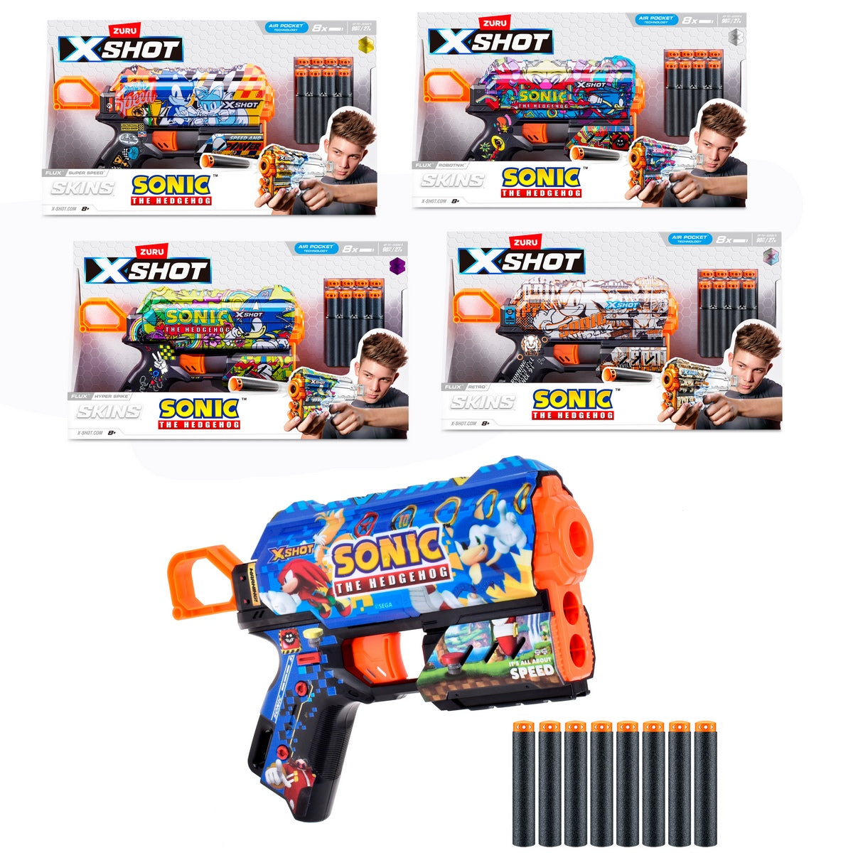 Lanza Dardos Flux Skins Sonic Con 8 Dardos X-Shot