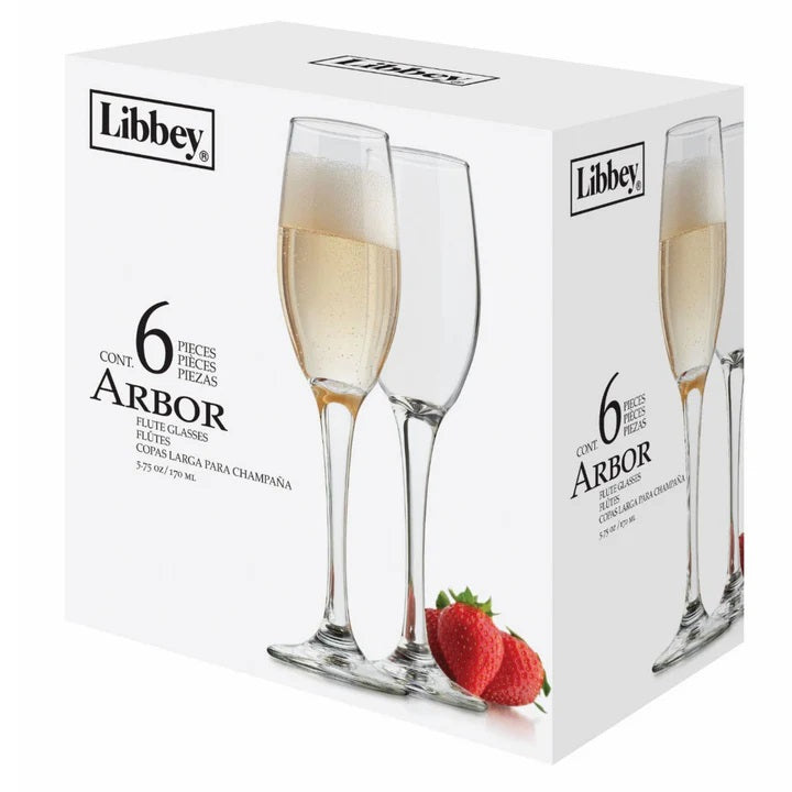 Set 6 Copas Espumante Flauta Vidrio 170ml Libbey