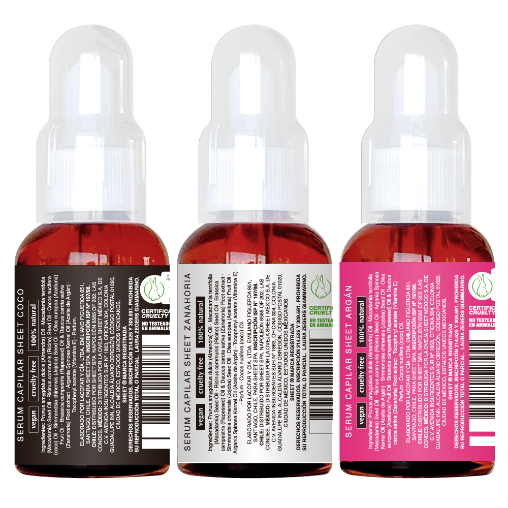 Pack 3 Serums De Coco, Zanahoria Y Argan Sheet