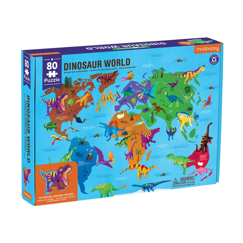 Puzzle 80Pcs Geografía Dinosaurios Mudpuppy