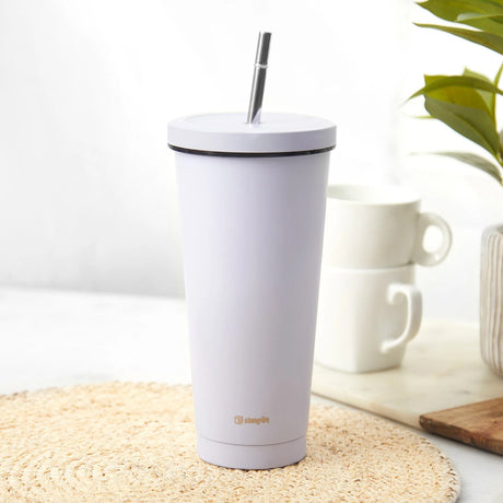 Vaso Térmico Tumbler 750ml Tapa y Bombilla Morado Simplit