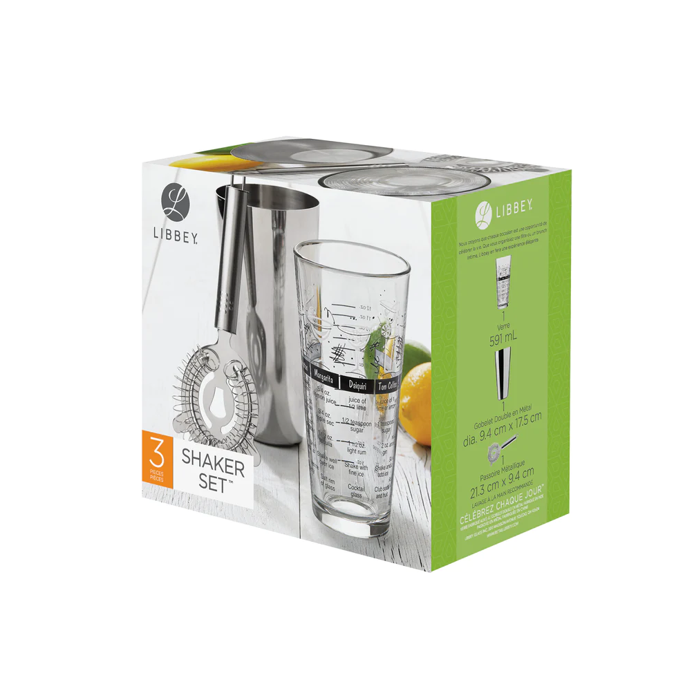 Shaker/Coctelera Set 3 Pzas Libbey