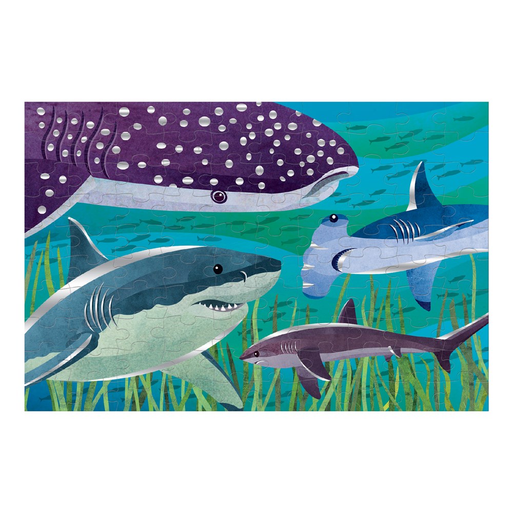 Puzzle 100Pcs Con Aluminio Tiburones Mudpuppy