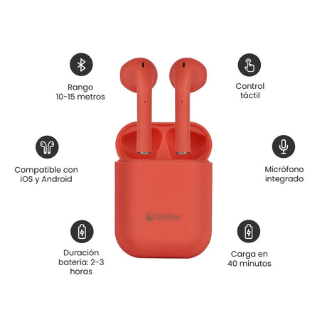 Audífonos Lhotse Bluetooth Inalámbrico Rm12 Rojo