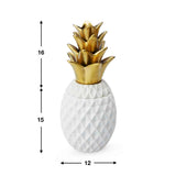 Caja Deco Ananas M Cerámica Blanco/Dorado BVS