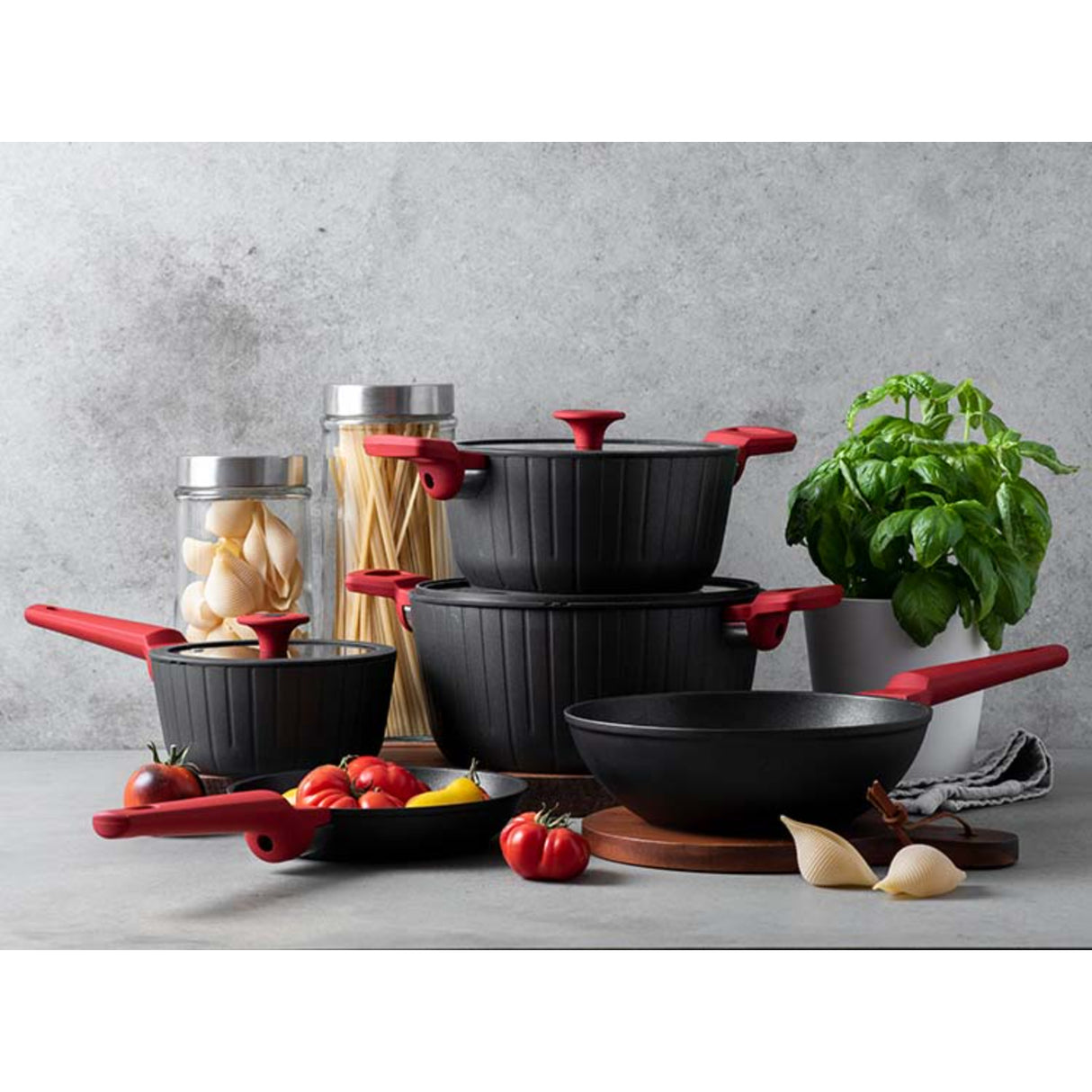 Bateria De Cocina 8 Piezas Camden Roja Kitchenware