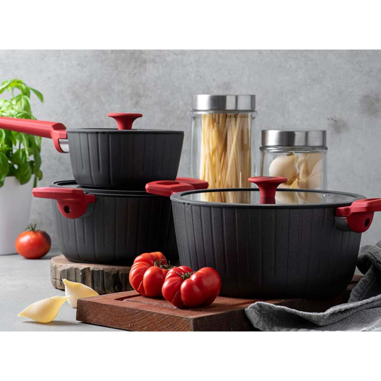 Bateria De Cocina 8 Piezas Camden Roja Kitchenware