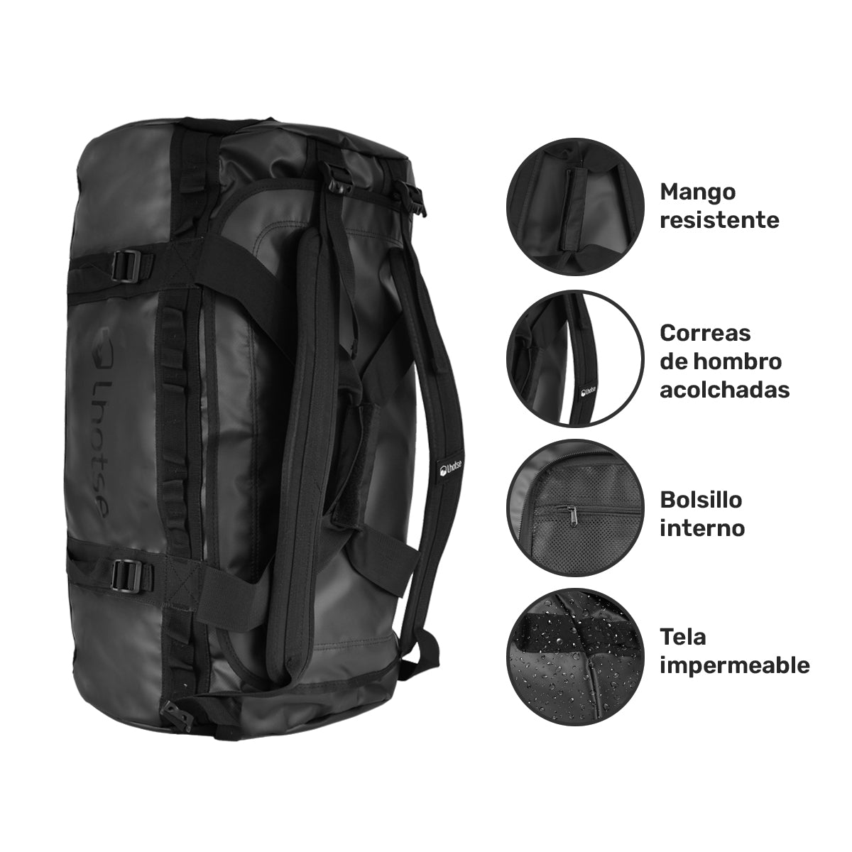 Bolso Deportivo Impermeable Duffel 70 lts Negro Lhotse