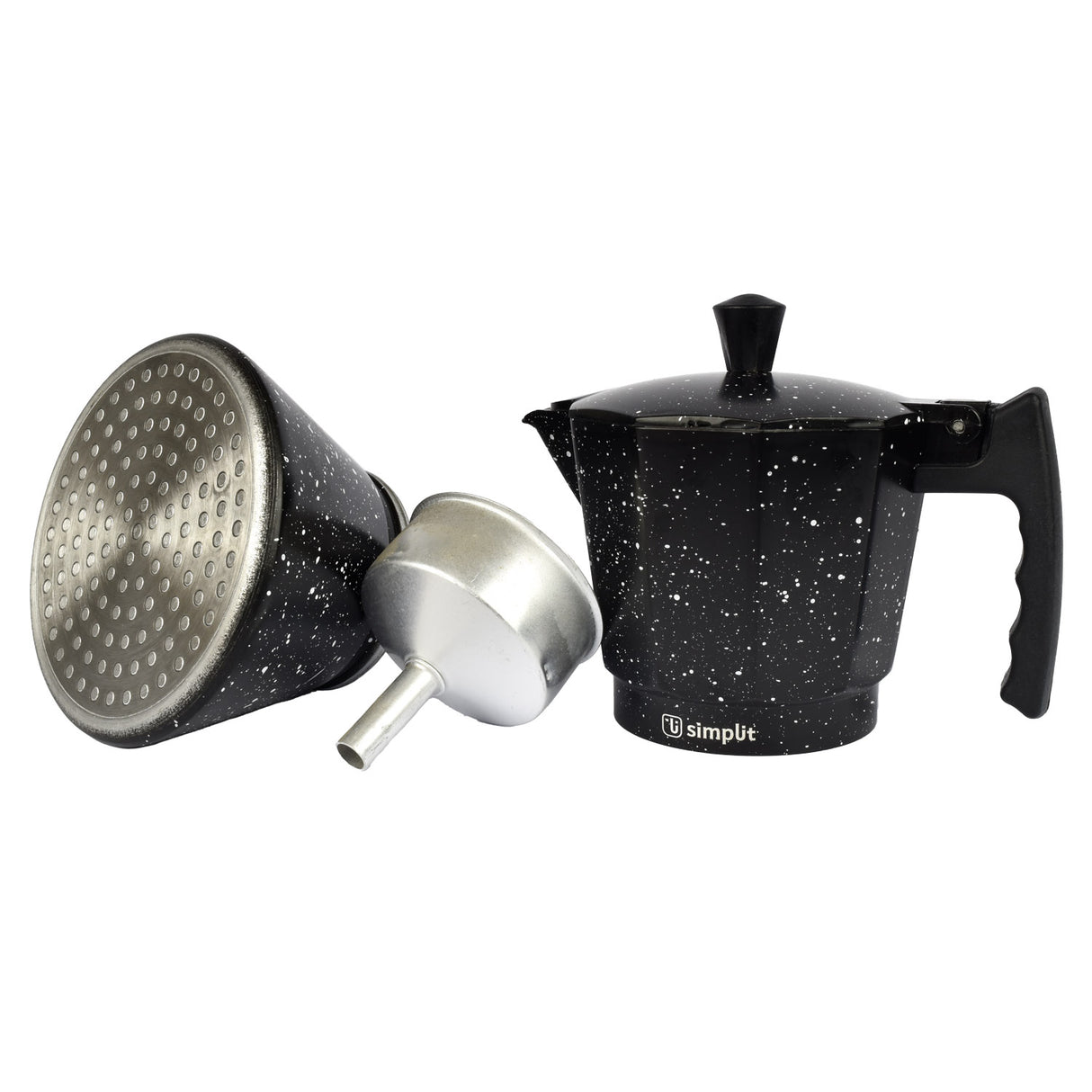 Cafetera Italiana Negra Granito 4 Tazas Simplit