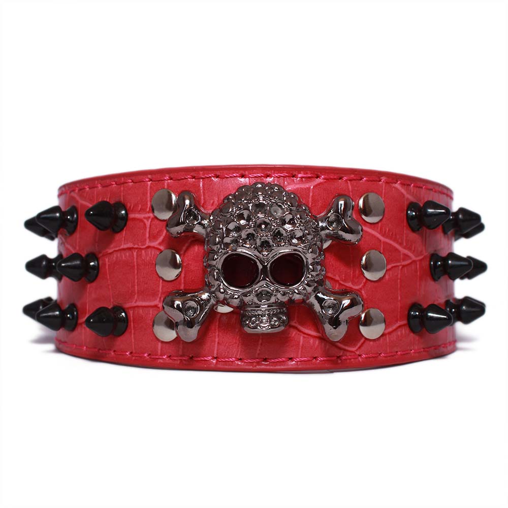 Collar Perro Calavera Puntas Redondas 3Xl Fucsia Mascan