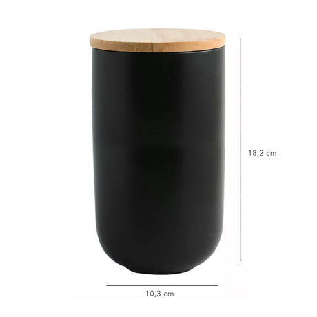 Contenedor de Cerámica Hermético Tapa Madera L Negro Simplit