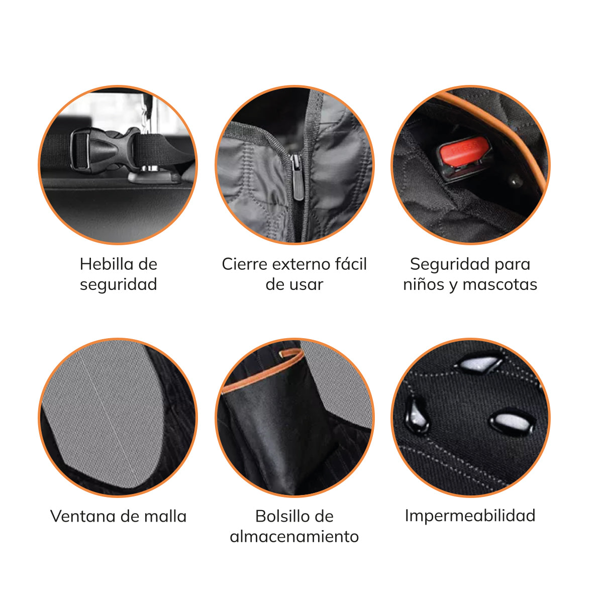 Funda Cubre Asiento de Auto Impermeable Mascotas Negra Xroad