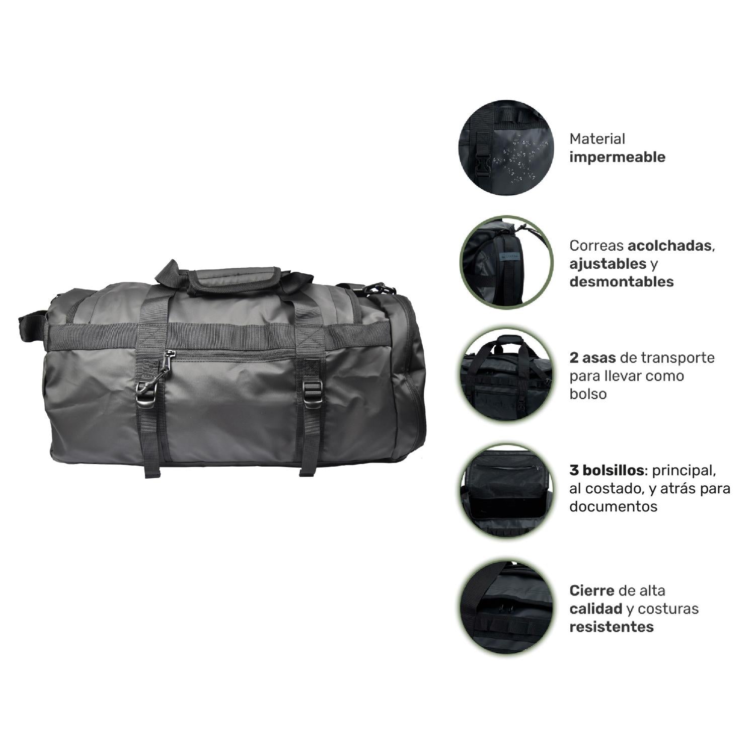 Bolso Deportivo Lhotse Duffel 30 Lts Bag Negro – Melollevo