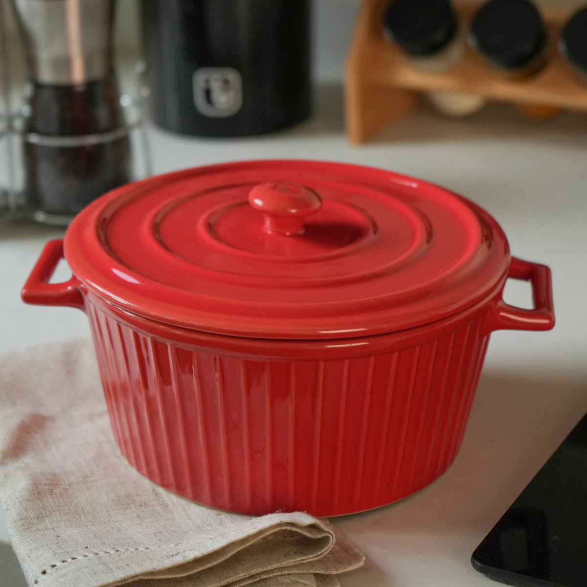 Fuente de Cerámica para Horno Cacerola Olla Roja Simplit