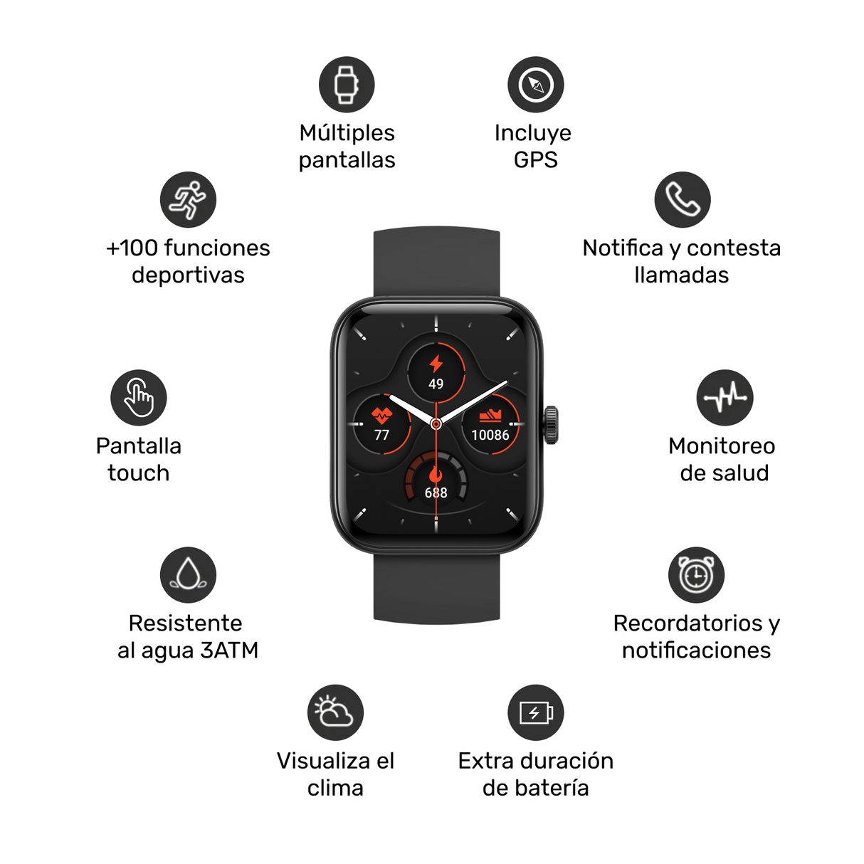 Reloj Smartwatch GPS MoveOn 7 Black 37/38mm