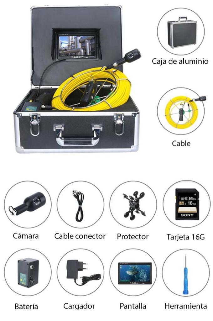 Cámara Inspección de Tuberías Endoscopio Industrial TP3900
