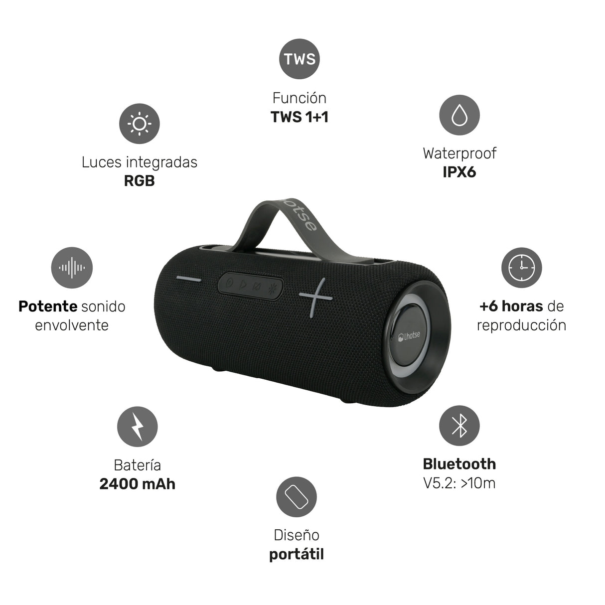 Parlante Portátil Inalámbrico Bluetooth Journey Black