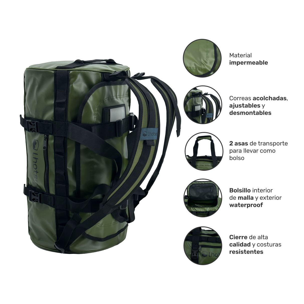 Pack Bolso Impermeable Vinson  30 Lts Green + Botella Coihue Lhotse