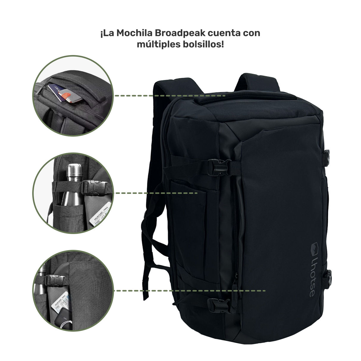 Mochila Viaje impermeable Notebook 17,3"Broadpeak 40L Lhotse