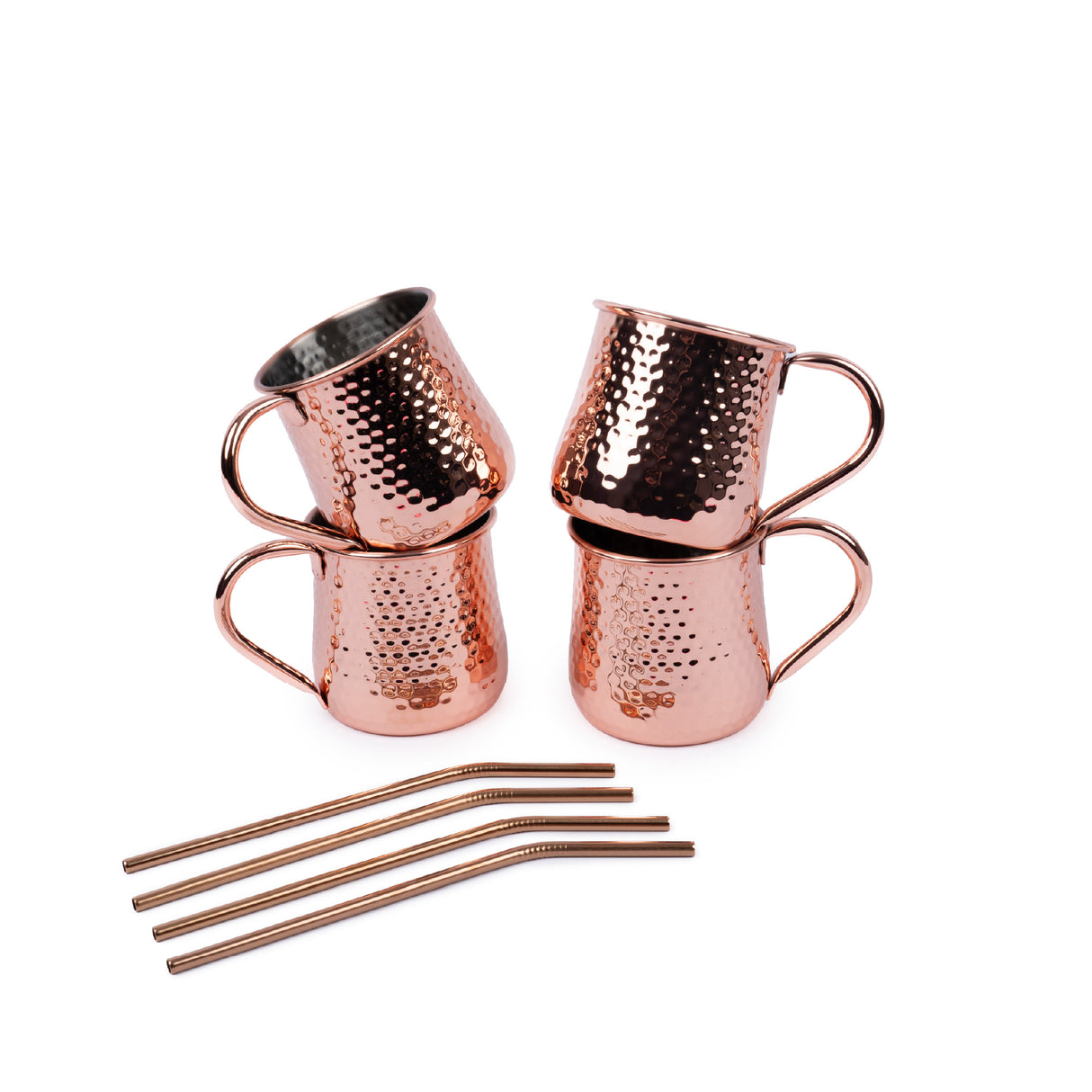 Set 4 Vasos Moscow Mule Mojito Mug Cobre + Bombillas Simplit