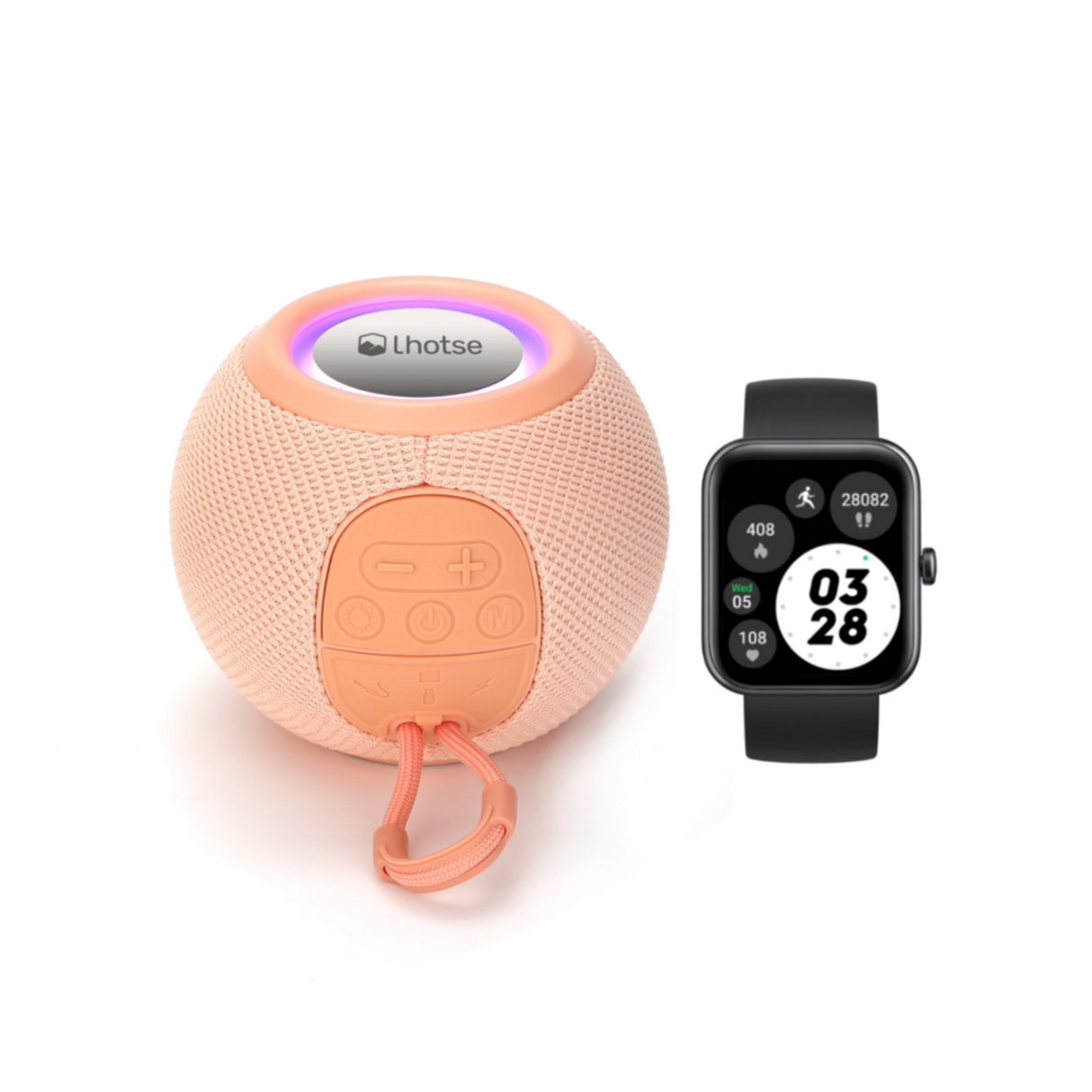 Pack Smartwatch Live mini 206 Black + Parlante Bounce Pink