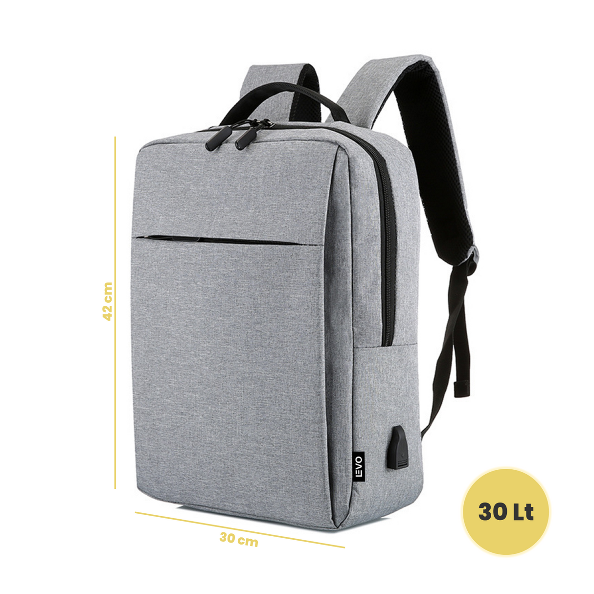 Mochila para Notebook con Puerto USB 15" Gris Levo