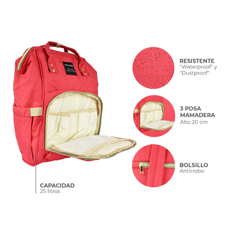 Mochila Maternal Pañalera Bebé Freaky Mommy Roja