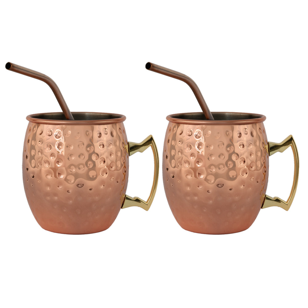 Set 2 Vasos Moscow Mule Mug Cobre + Bombillas Simplit