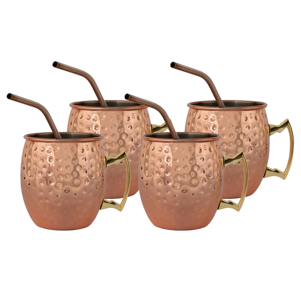 Set 4 Vasos Moscow Mule Mug Cobre + Bombillas Simplit