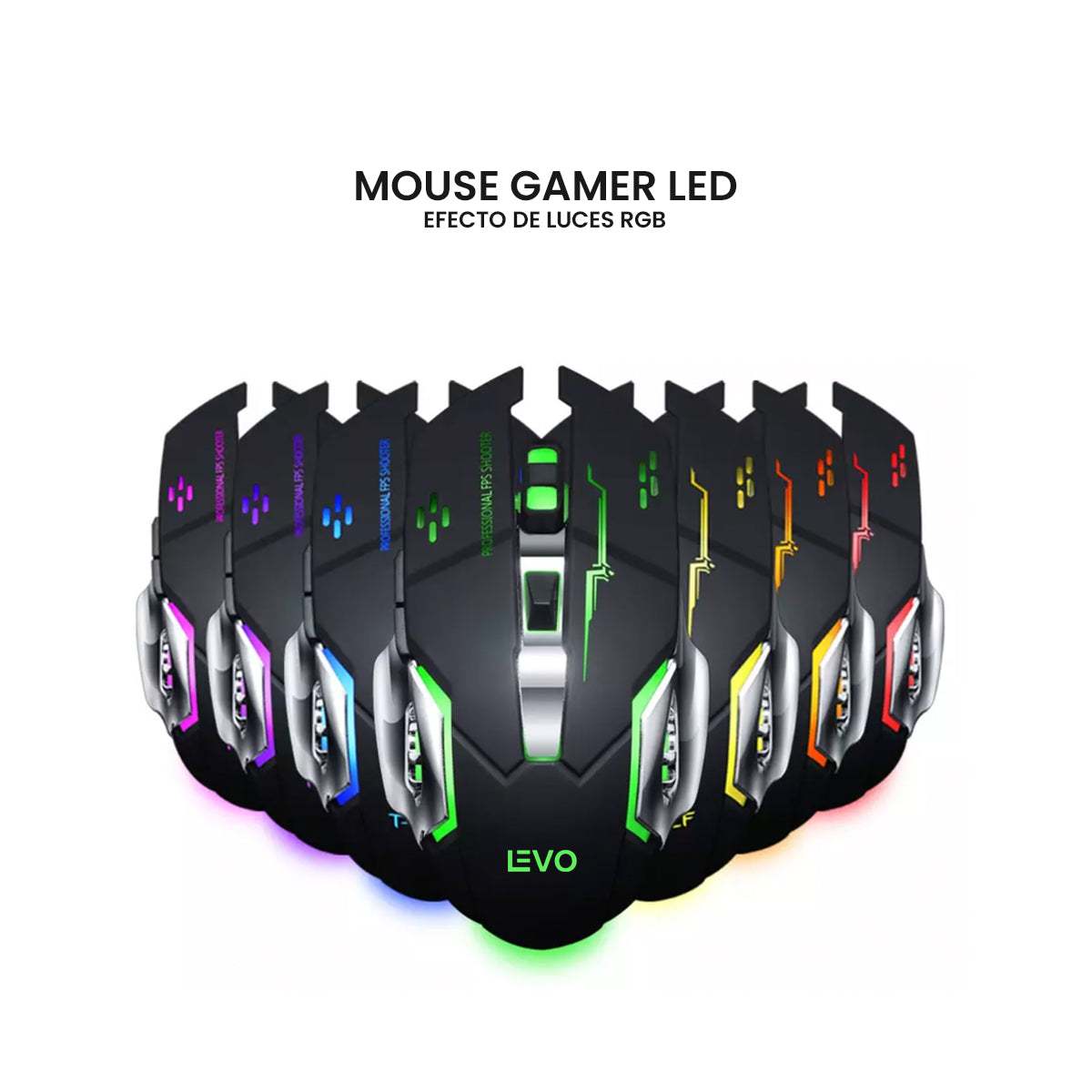 Mouse Gamer Inalámbrico 6 botones Luz Led Levo