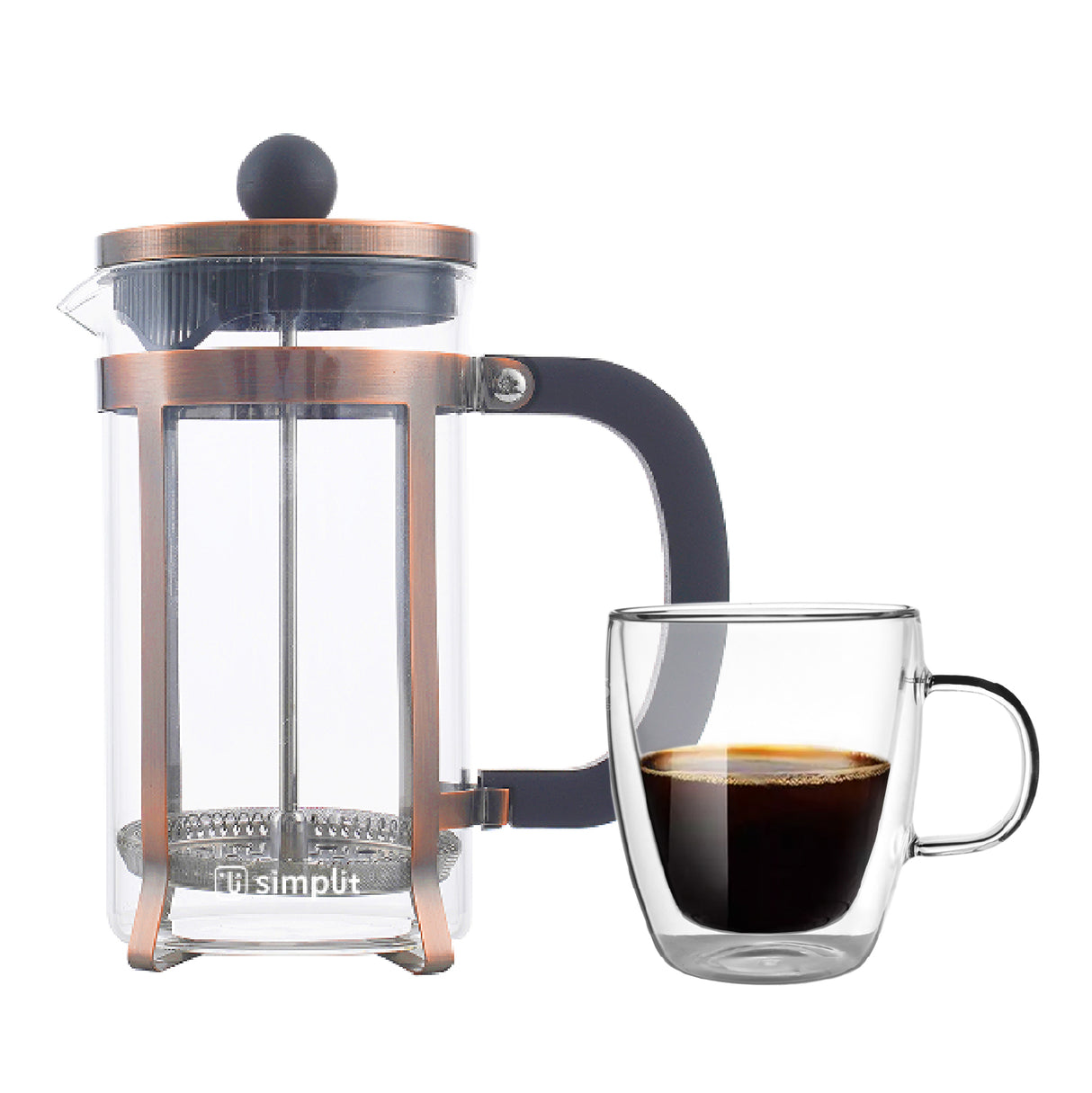 Pack Cafetera Francesa 600 ml + Taza Vidrio 350ml Simplit