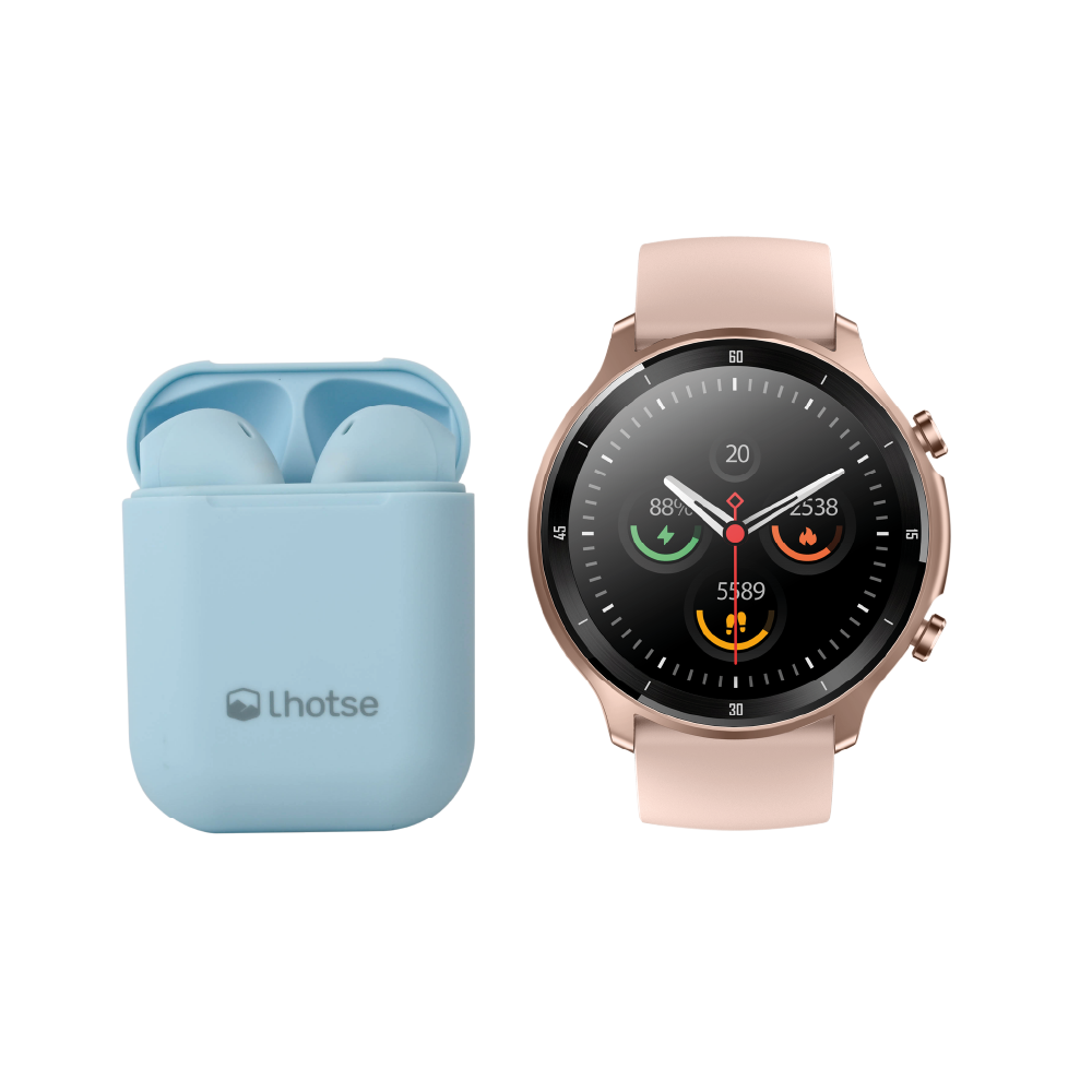 Pack Smartwatch Runner 219 Rosado + Audífonos Rm12 Lhotse