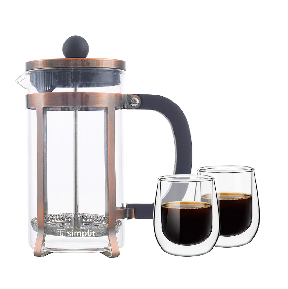 Pack Cafetera Francesa 600 ml + Set 2 Tazas 80 ml Simplit