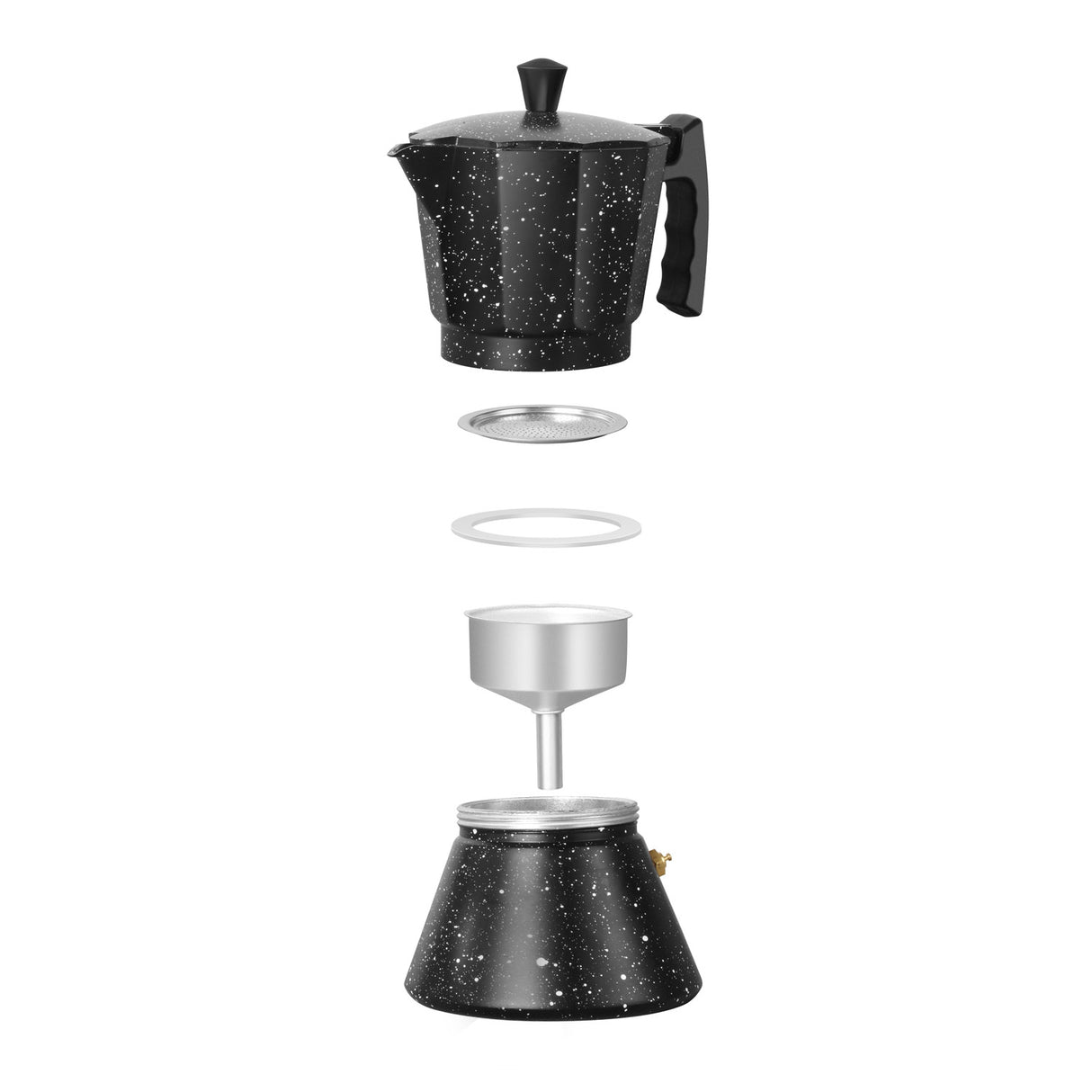 Pack Cafetera Italiana 12 Tz +Espumador 4 en 1 Negro Simplit