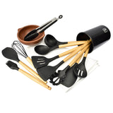 Pack Bateria Copper 7Pz + Set 12 Utensilios Negro Simplit