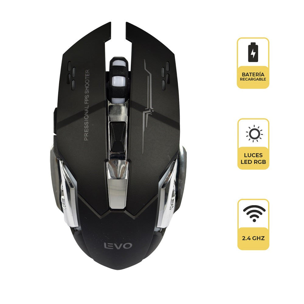 Pack Gamer Inalámbrico Teclado + Mouse + Audífono Levo