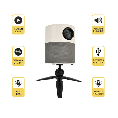 Proyector Led Portátil 360º Full HD Home Cinema Levo