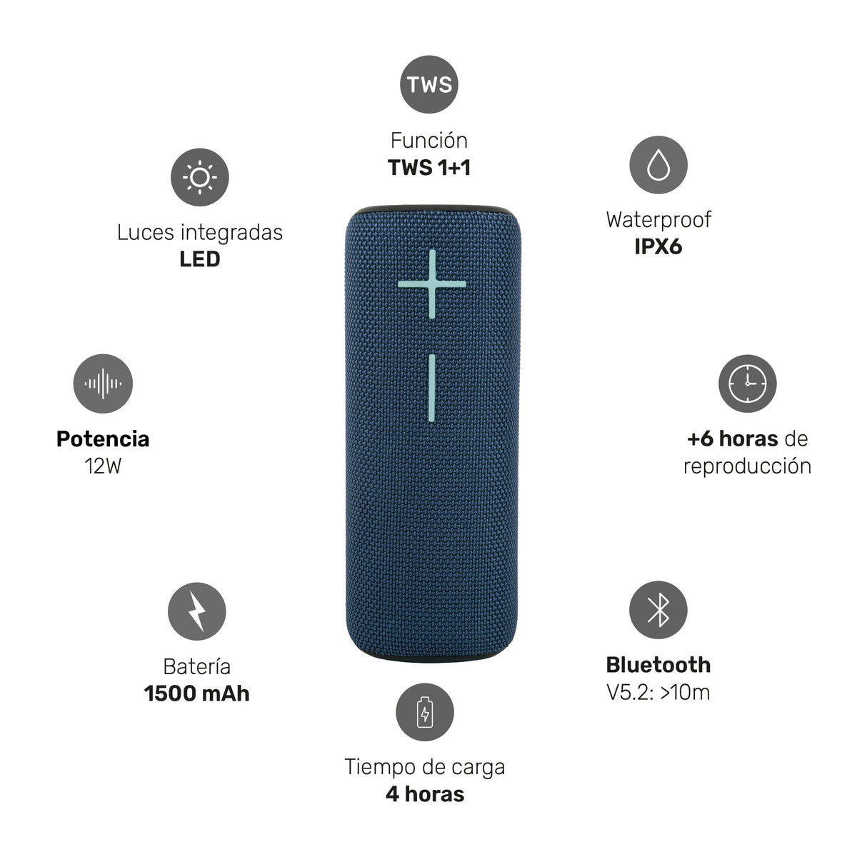 Parlante Portátil Inalámbrico Bluetooth Pulse On Blue