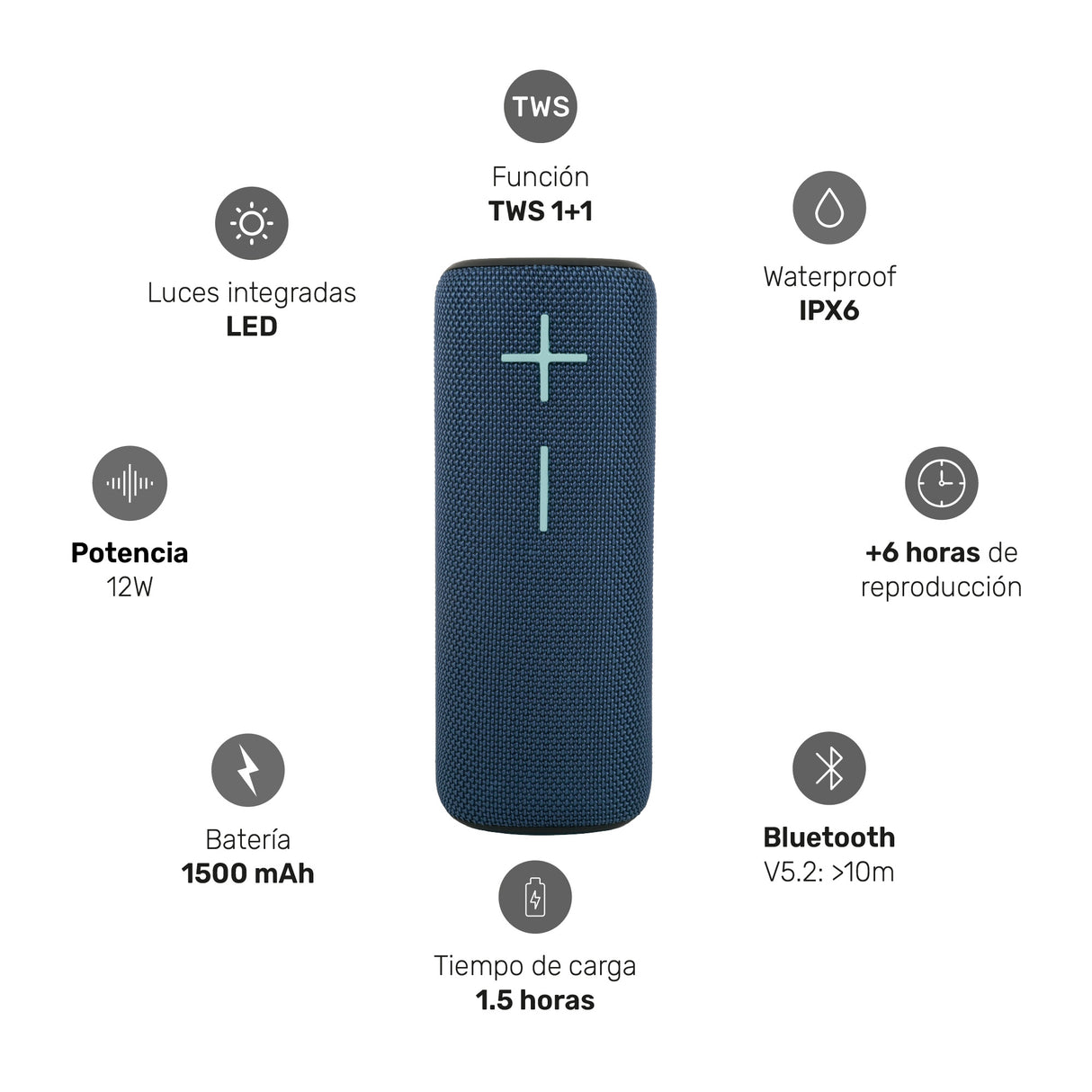 Parlante Portátil Inalámbrico Bluetooth Pulse On Blue