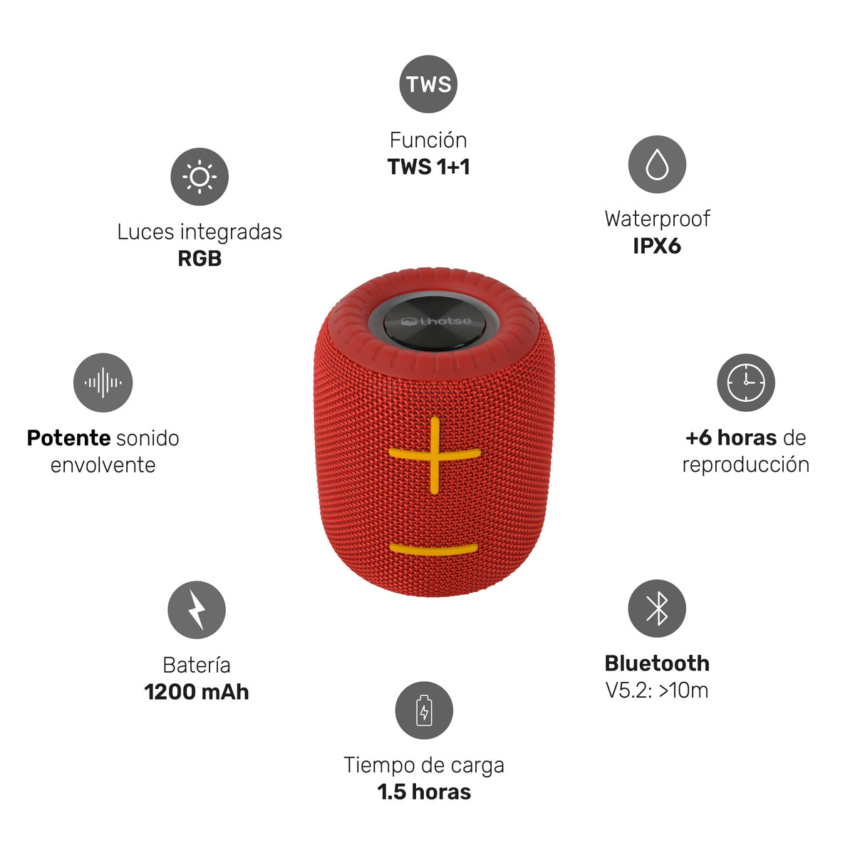 Parlante Portátil Inalámbrico Bluetooth TripGo+ Red