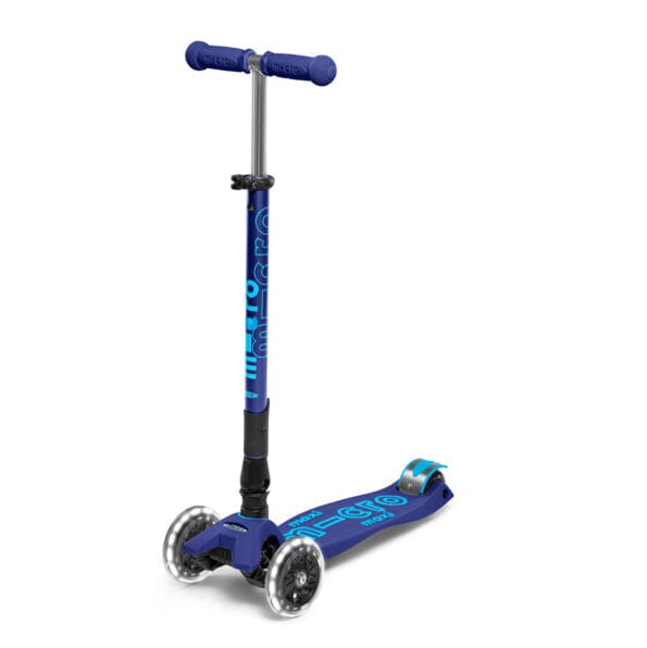 Scooter Maxi Micro Niños Deluxe Plegable LED Azul Marino