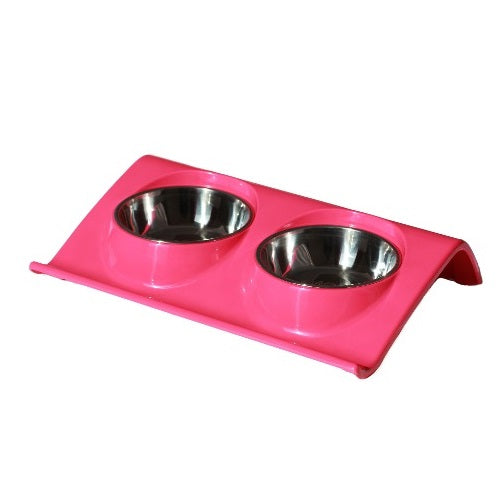 Plato Melamina Doble Z Talla S Fucsia Perro Mascan