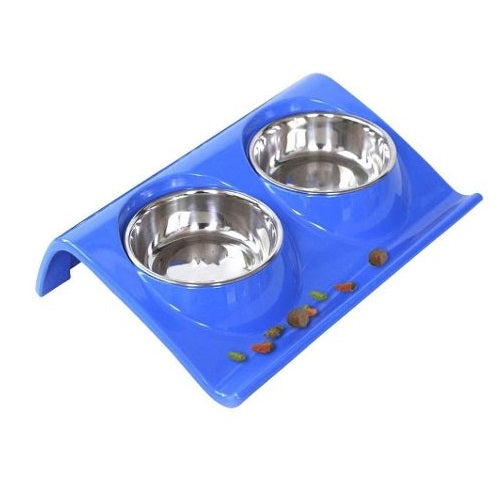 Plato Melamina Doble Z Talla M Azul Perro Mascan