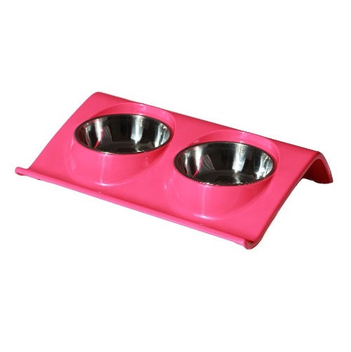 Plato Melamina Doble Z Talla M Fucsia Perro Mascan