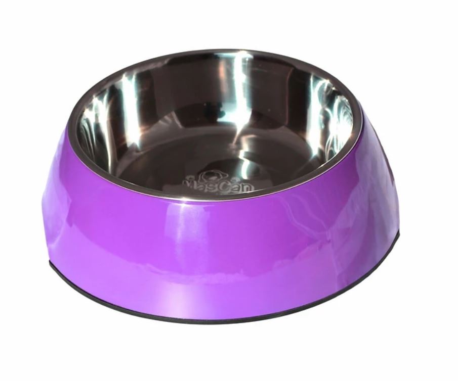 Plato Melamina Sólido Redondo Morado Para Perro XL Mascan