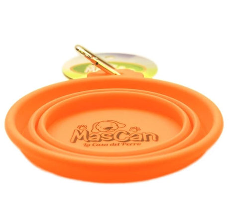 Plato Plegable Silicona Simple Naranja Para Perro M Mascan