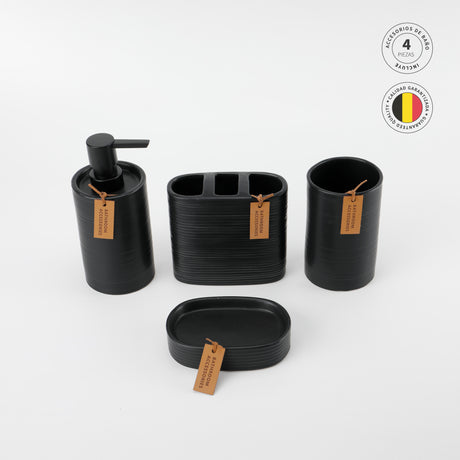 Set Accesorios de Baño 4pcs Ceramica Negro Simplit